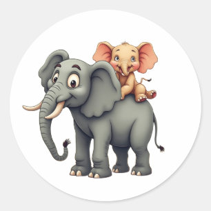 elefant från far och dess baby runt klistermärke