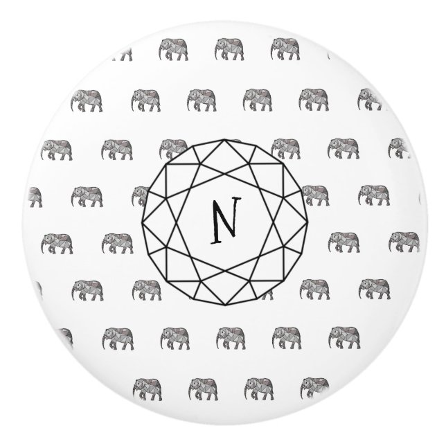 Elefant Geometric Monogram Black and White Knopp (Framsidan)