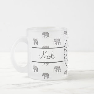 Elefant Geometric Monogram Black and White Two-T Frostad Glasmugg