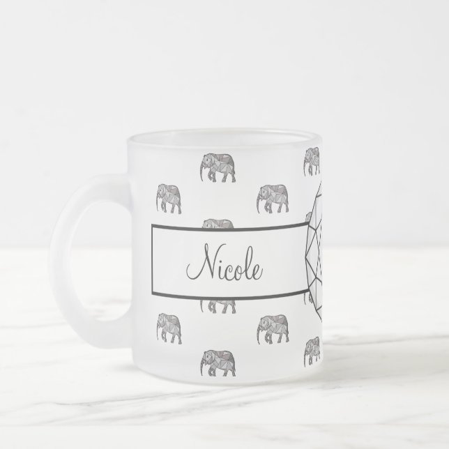 Elefant Geometric Monogram Black and White Two-T Frostad Glasmugg (Vänster)