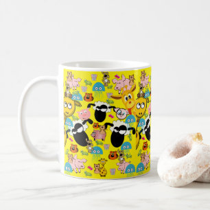 Elefant, Giraff, Grisar, Hundar Gul Mugg