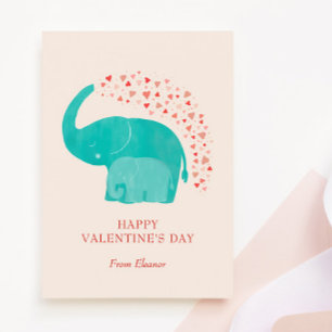 Elefant Glad Alla Hjärtans Dag Barn Foto Anteckningskort