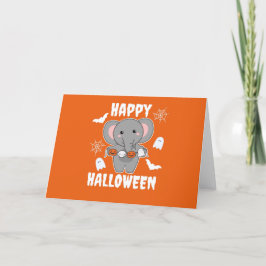 Elefant Glad Halloween Pumpa Fladdermus Kostym Helgkort