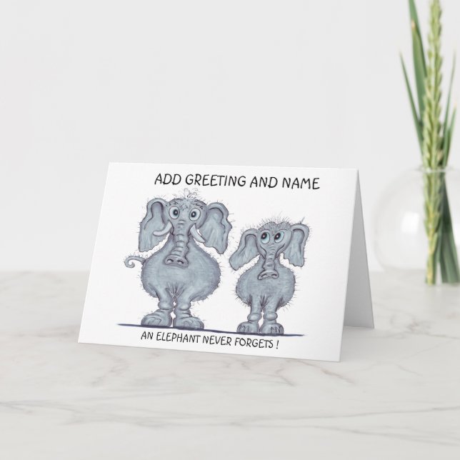 Elefant Glömmer Aldrig Kort (Framsida)