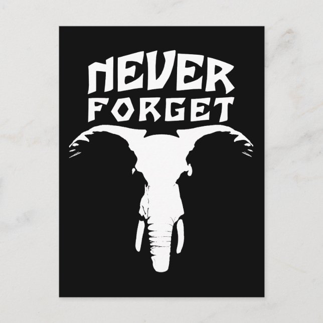 Elefant Glömmer Aldrig Vykort (Framsida)