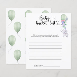 Elefant & Grönt Balloon - Baby bucket list
