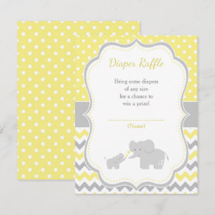 Elefant Gult och Grått Baby Shower Tilläggskort