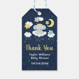 Elefant Gult och Navy Baby Shower Tack Presentetikett