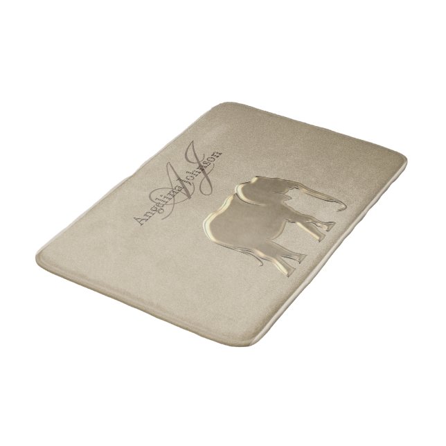 Elefant Gylden Elegant Sandsten Monogram Klassisk Badrumsmatta (Vinklad)