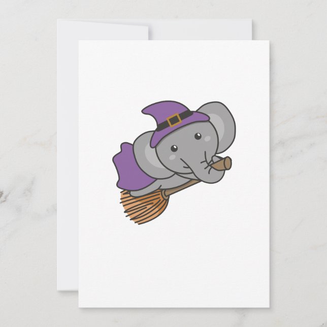 Elefant Halloween Häxa Barn Häxor Kostym Julkort (Framsida)