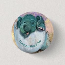 Elefant Hatching Button - jag Kärlek You MAMMA & P Knapp