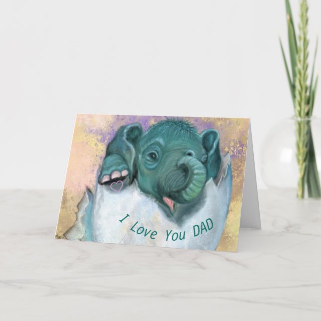 Elefant Hatching Funny Far-dagskort Kort (Framsida)
