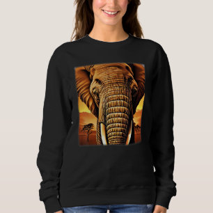 Elefant head animal motif print artwork safari gr t shirt