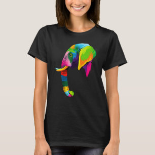 Elefant Head Colorful Art Animals Watercolor Pain T Shirt