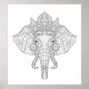 Elefant Head Zendoodle 2 Poster