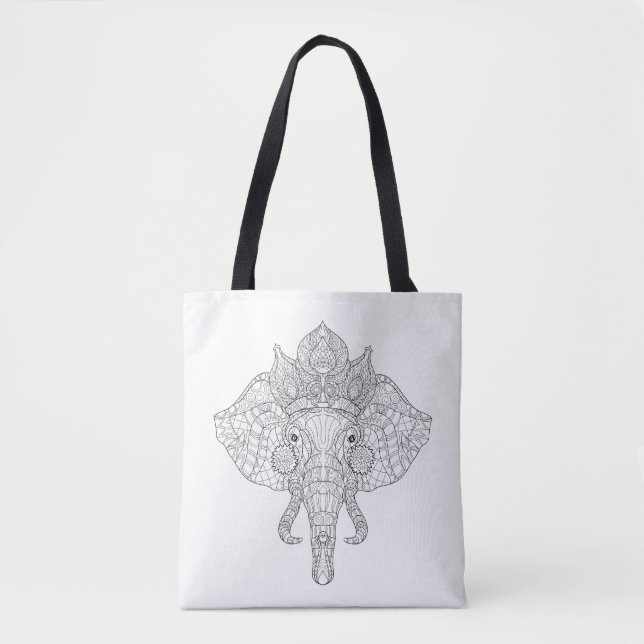 Elefant Head Zendoodle 2 Tygkasse (Framsida)