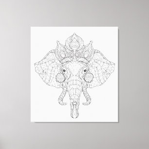 Elefant Head Zendoodle 6 Canvastryck