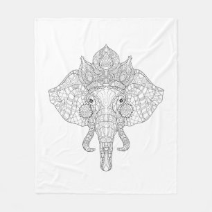 Elefant Head Zendoodle Fleecefilt