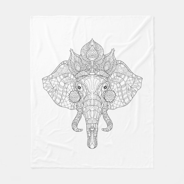 Elefant Head Zendoodle Fleecefilt (Framsidan)
