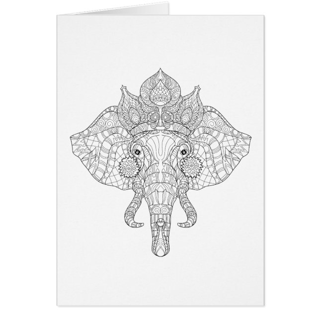 Elefant Head Zendoodle Hälsningskort (Framsidan)