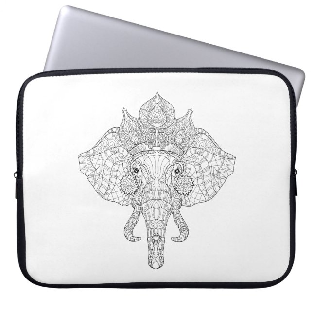 Elefant Head Zendoodle Laptop Sleeve (Framsidan)