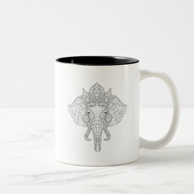 Elefant Head Zendoodle Två-Tonad Mugg (Höger)