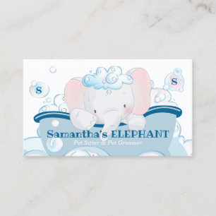 Elefant Husdjur Vård Baby Spa Badkar Groomer Visitkort