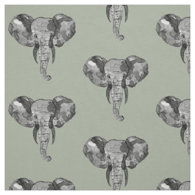 Elefant Huvuden Mönster Tyg (Provkarta)