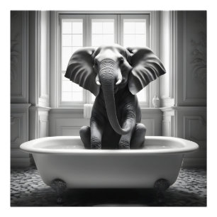 Elefant i bad fototryck