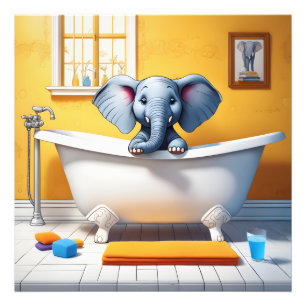 Elefant i bad fototryck