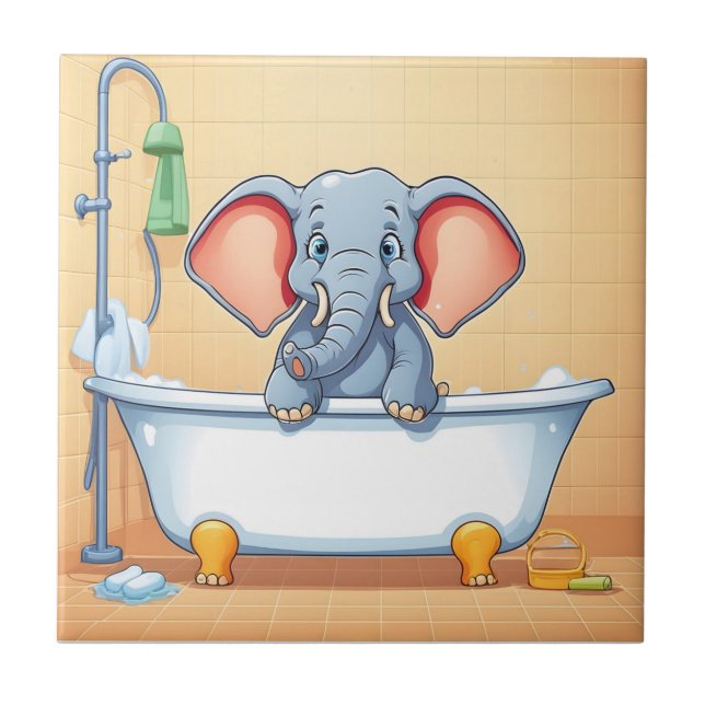 Elefant i bad kakelplatta (Framsidan)