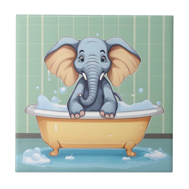 Elefant i bad kakelplatta (Framsidan)