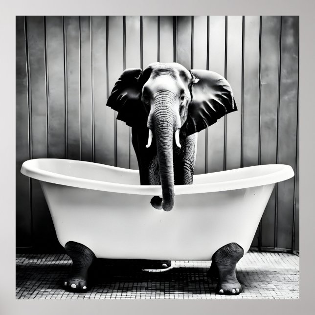 Elefant i bad poster (Framsidan)