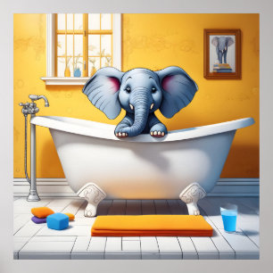 Elefant i bad poster