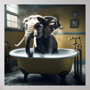Elefant i bad poster