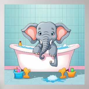 Elefant i bad poster