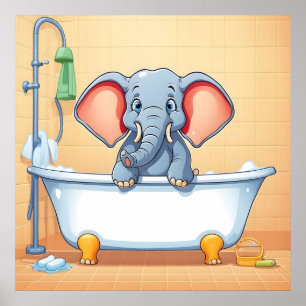 Elefant i bad poster