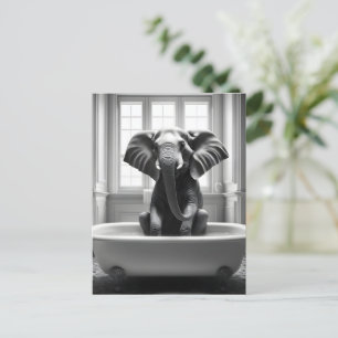 Elefant i bad vykort