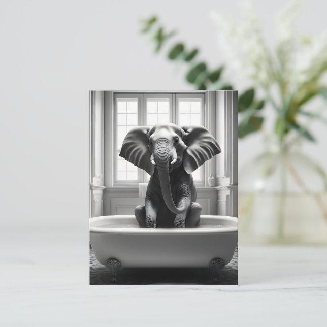 Elefant i bad vykort (Stående Fram)
