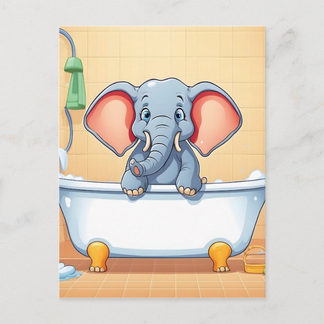 Elefant i badet vykort (Framsida)