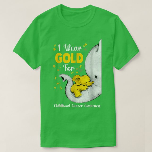 Elefant I Bära Guld-band för barncancer A T Shirt (Design framsida)