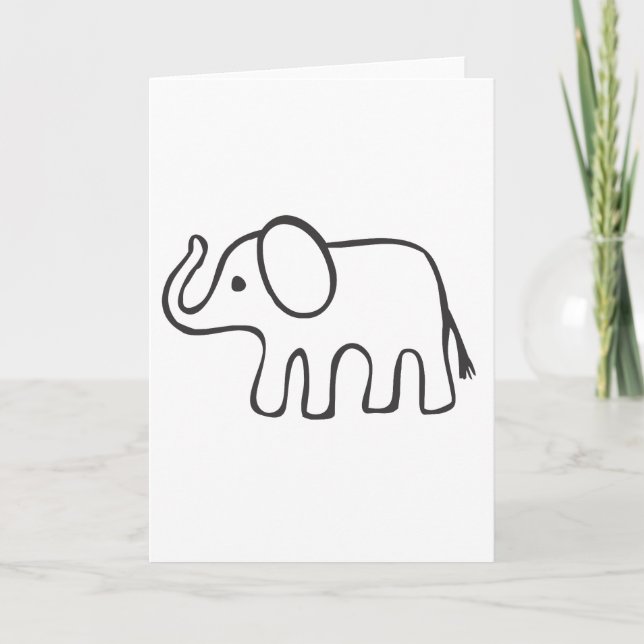 Elefant i Black and White Sketch Kort (Framsida)