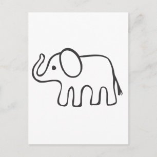 Elefant i Black and White Sketch Vykort
