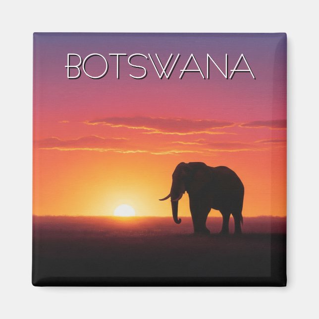Elefant i Botswana-solresa Magnet (Framsidan)