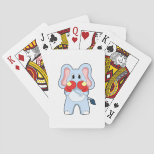 Elefant i boxning med boxningshandskor casinokort