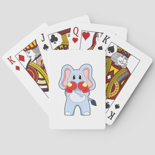 Elefant i boxning med boxningshandskor casinokort (Baksidan)