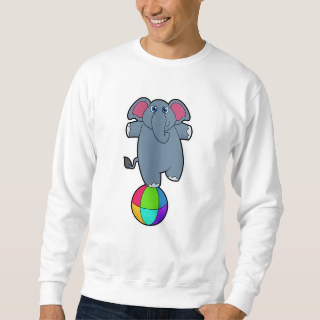 Elefant i Circus med Circus boll Lång Ärmad Tröja (Framsida)