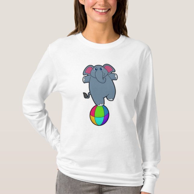 Elefant i Circus med Circus boll T Shirt (Framsida)