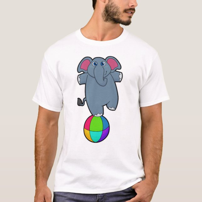 Elefant i Circus med Circus boll T Shirt (Framsida)