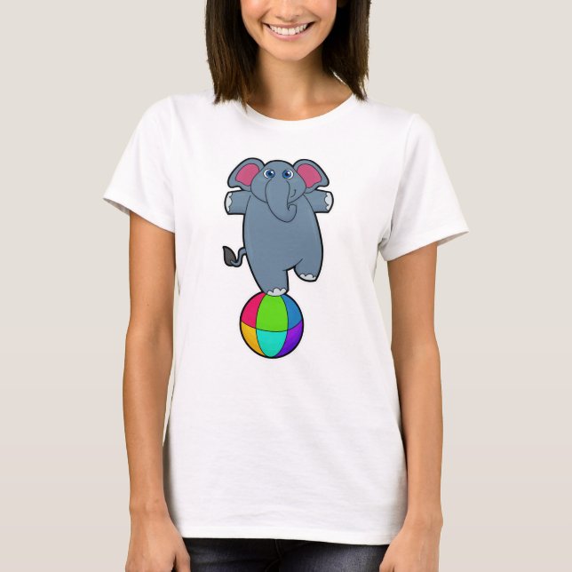 Elefant i Circus med Circus boll T Shirt (Framsida)